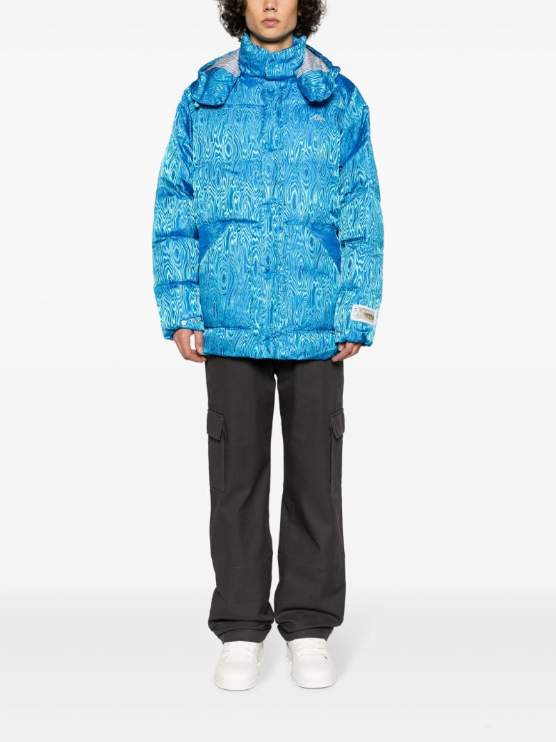 Blue Moire Puffer Coat