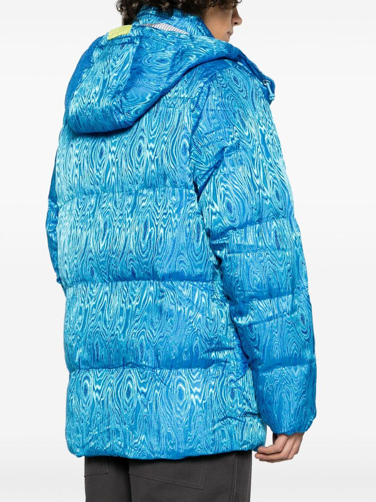 Blue Moire Puffer Coat