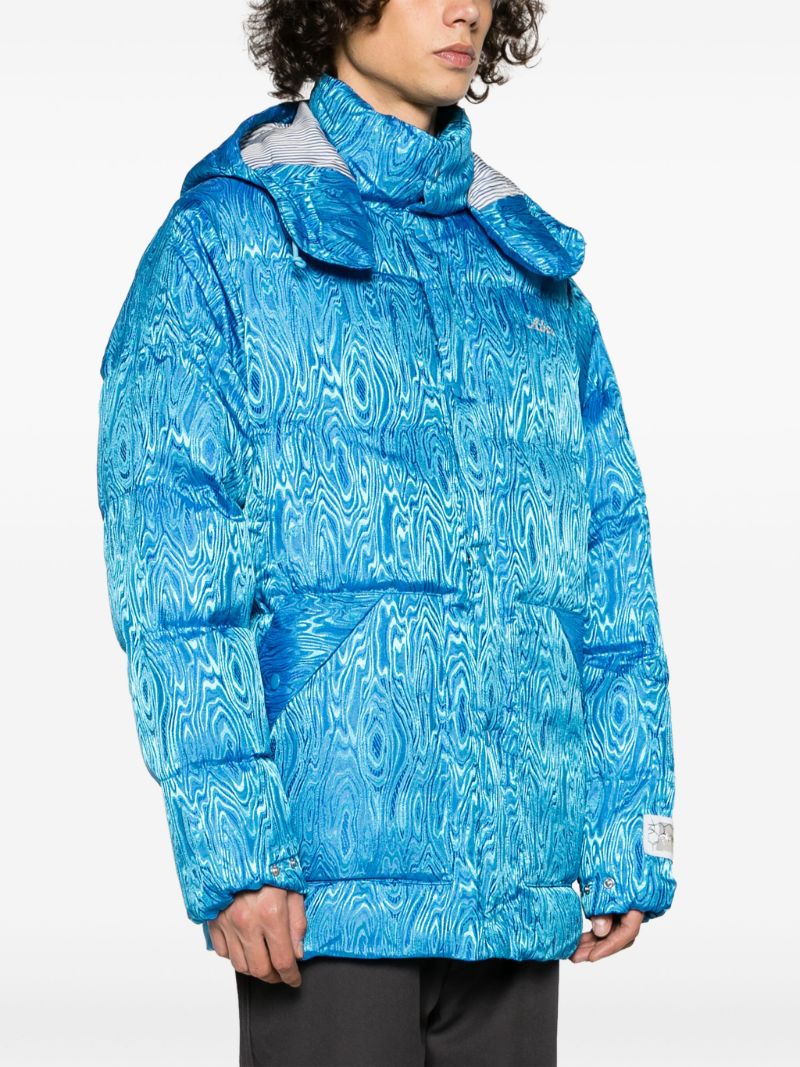 Blue Moire Puffer Coat