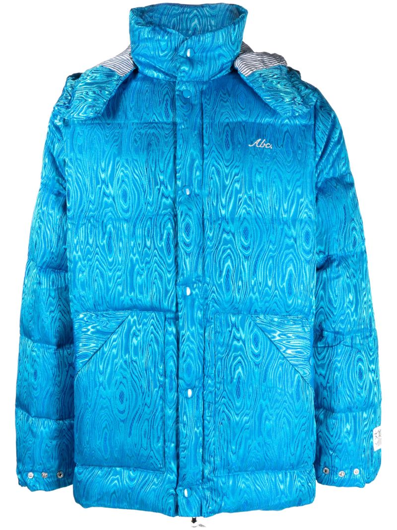 Blue Moire Puffer Coat