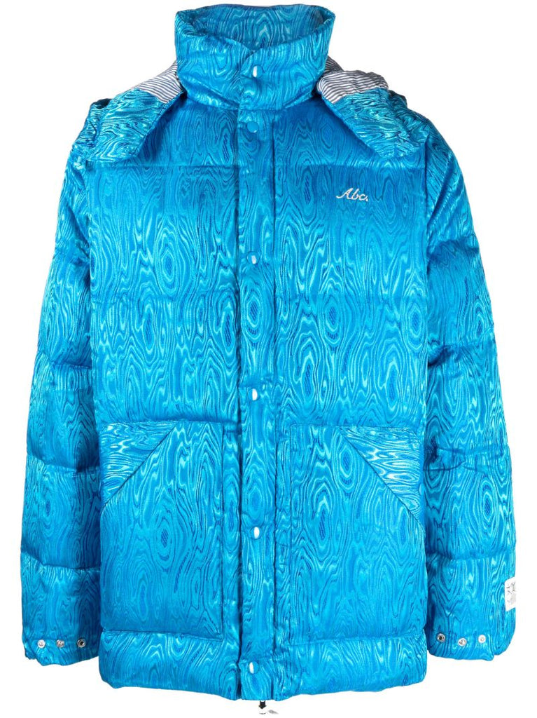 Blue Moire Puffer Coat