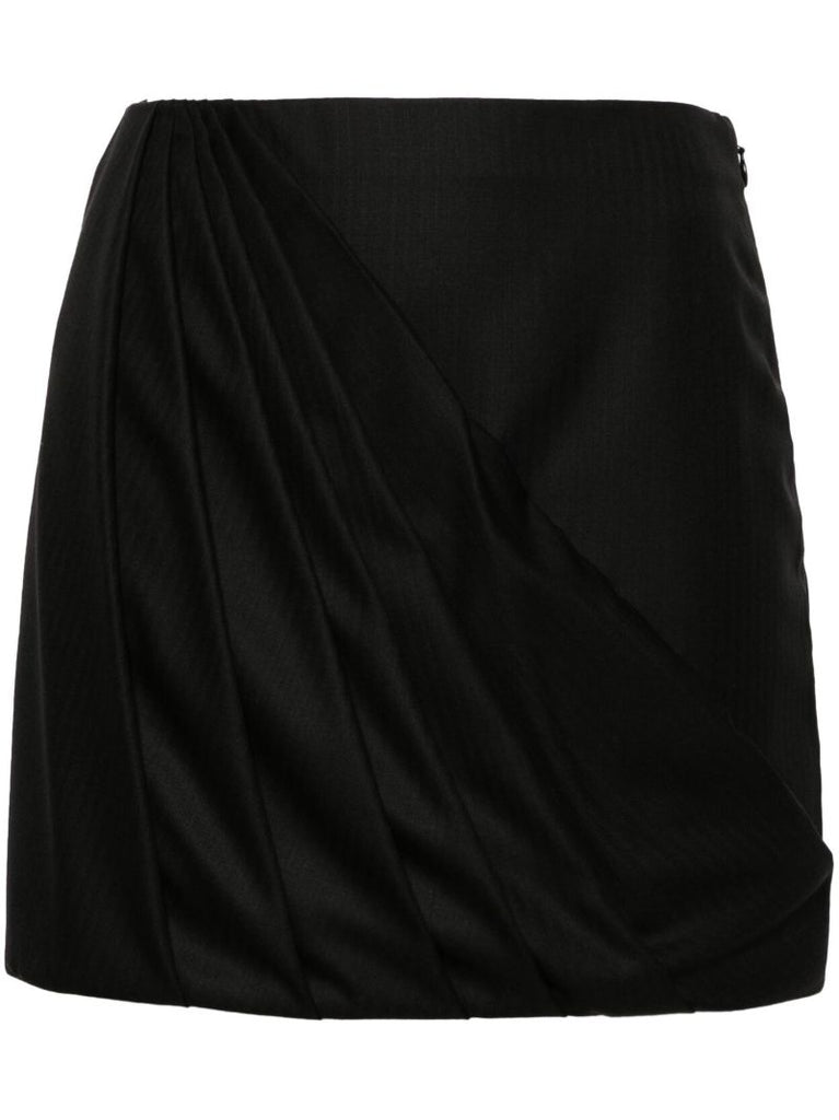 Black Misha Draped Mini Skirt