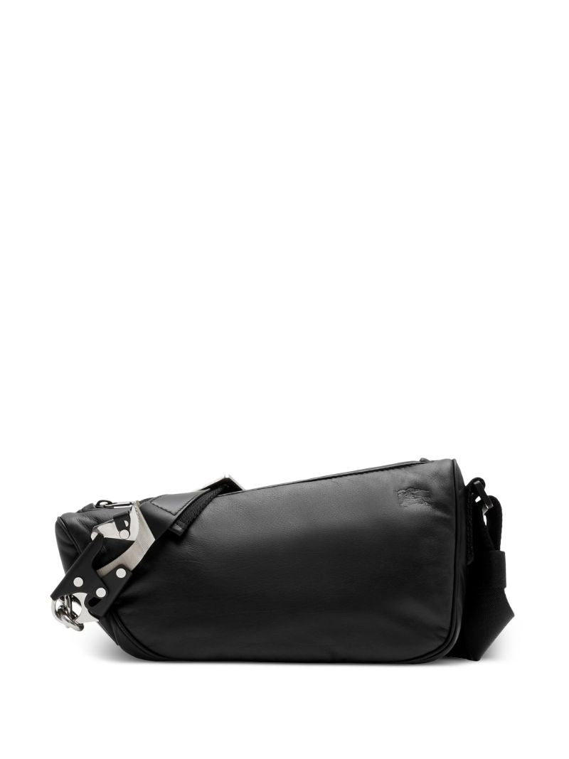 Black Shield Leather Messenger Bag