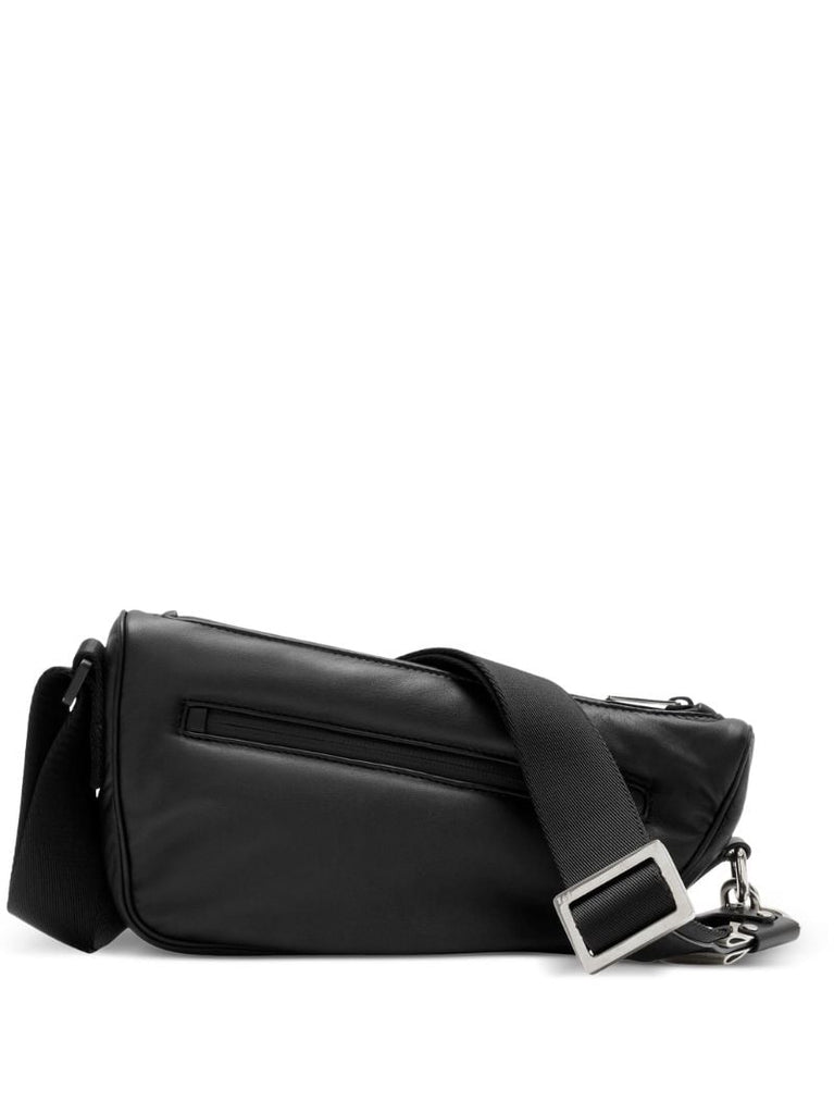 Black Shield Leather Messenger Bag