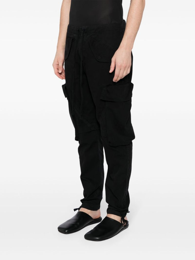 Black Cotton Tapered Trousers