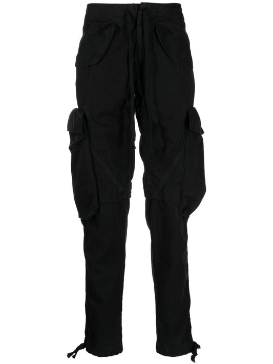 Black Cotton Tapered Trousers