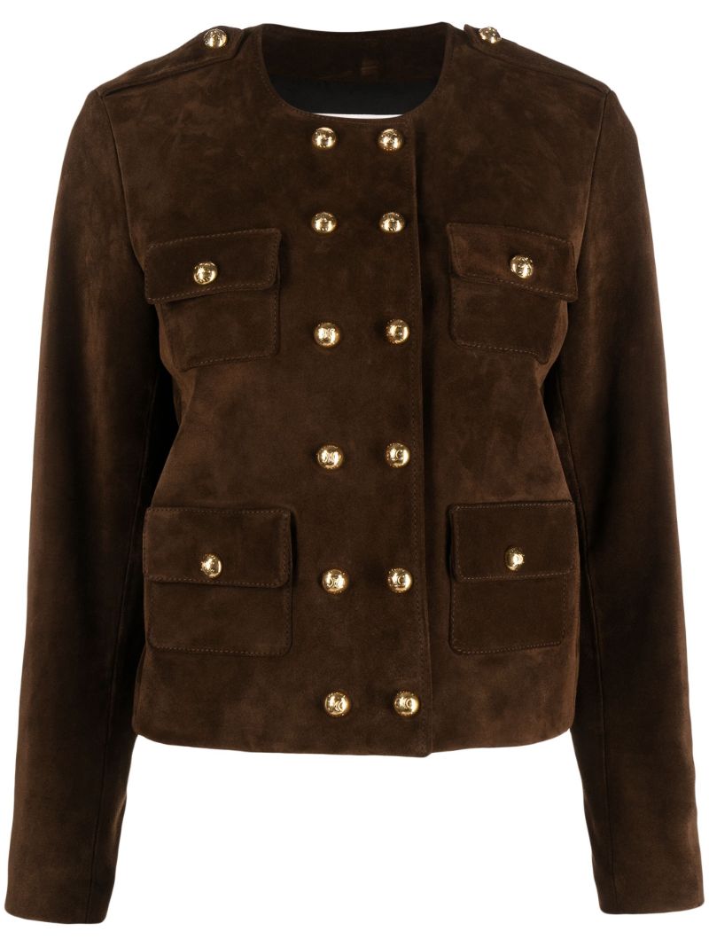 Brown Double Breasted Leather Jacket