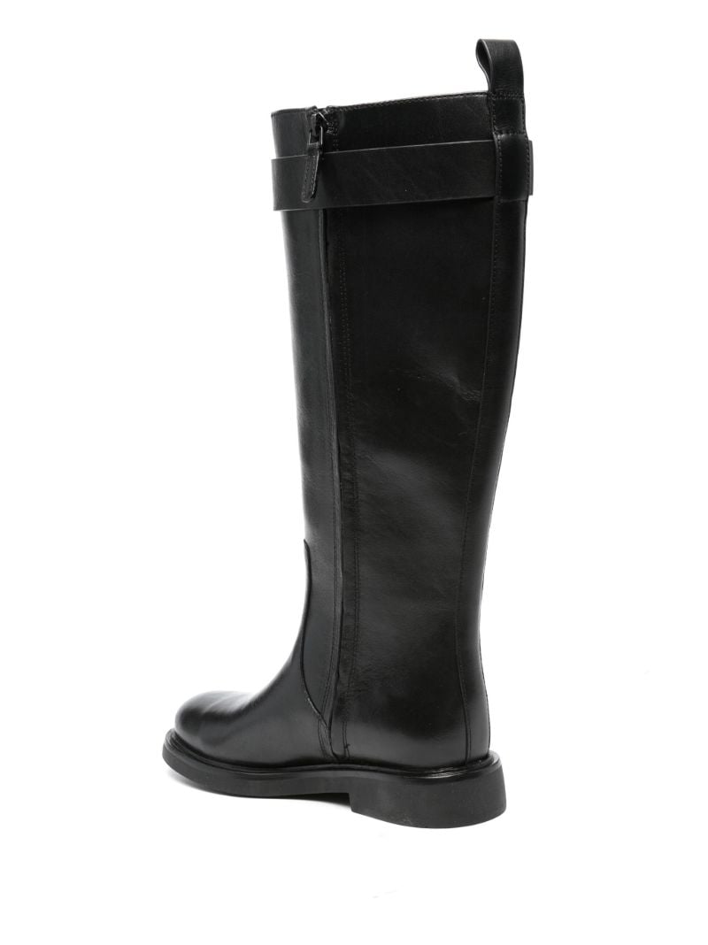 Black Doublet Knee-high Leather Boots