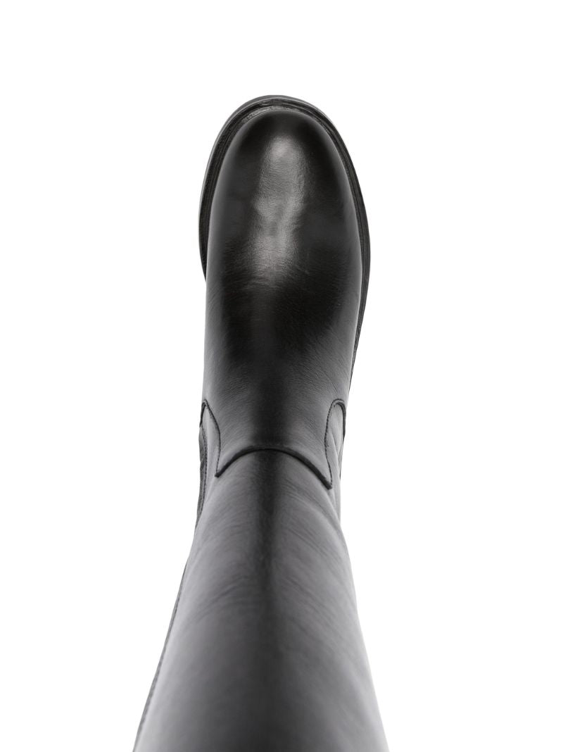 Black Doublet Knee-high Leather Boots