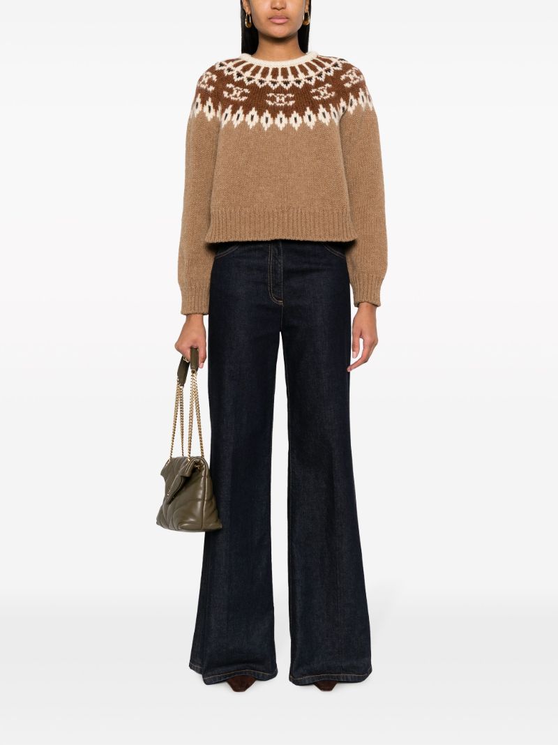 Brown Fair Isle Knit Wool Sweater