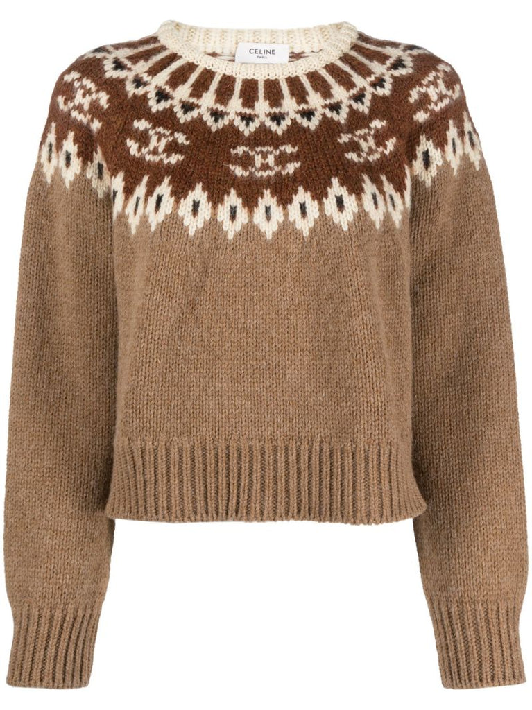 Brown Fair Isle Knit Wool Sweater