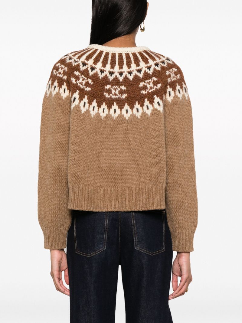 Brown Fair Isle Knit Wool Sweater