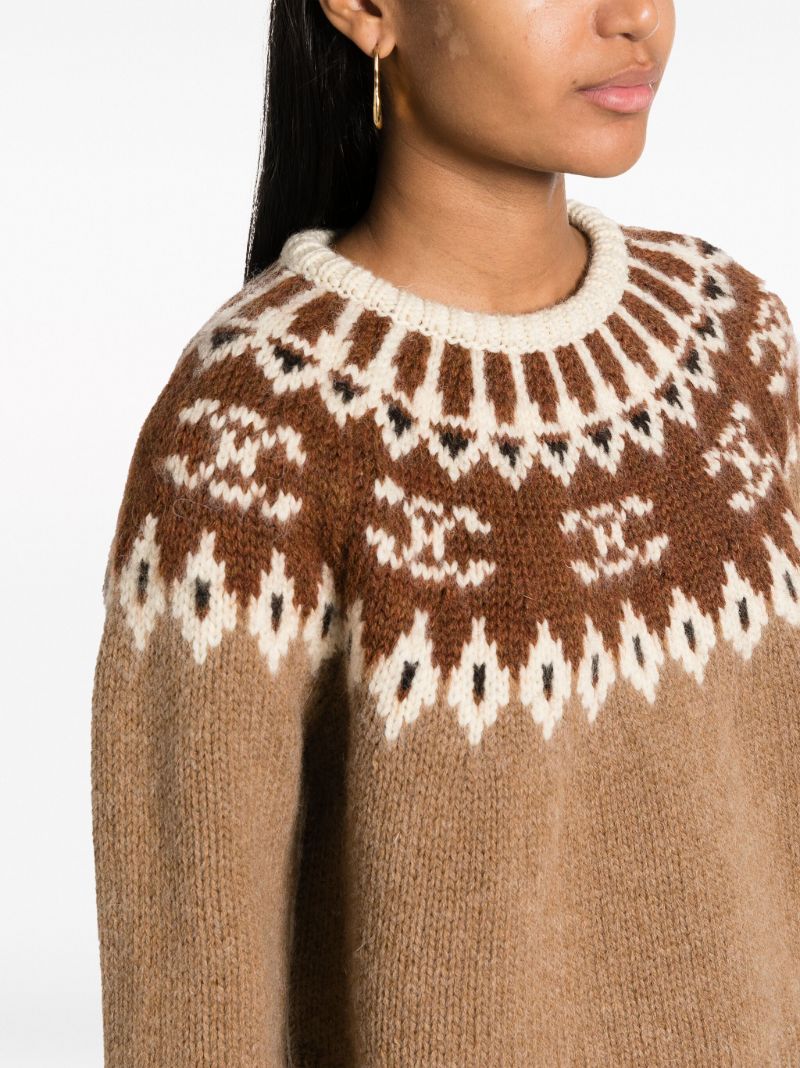 Brown Fair Isle Knit Wool Sweater