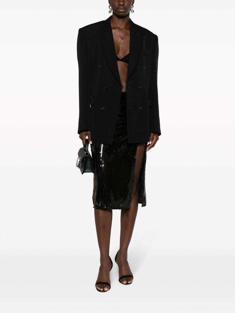 Black Sequinned Midi Skirt