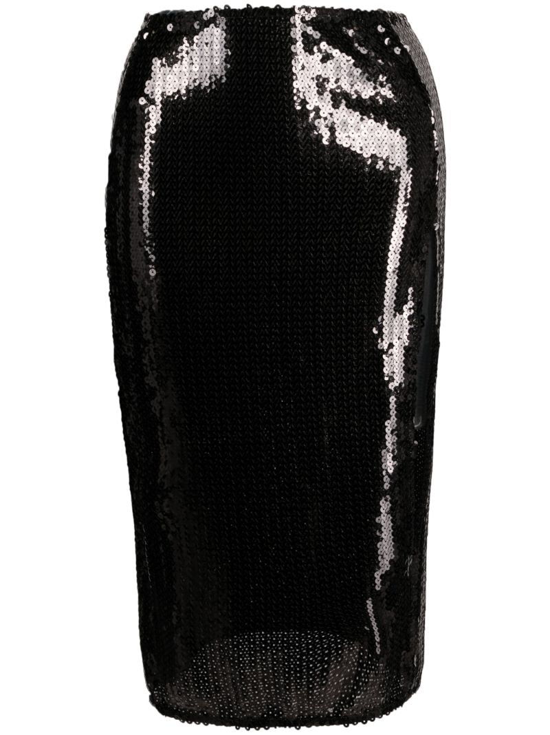 Black Sequinned Midi Skirt