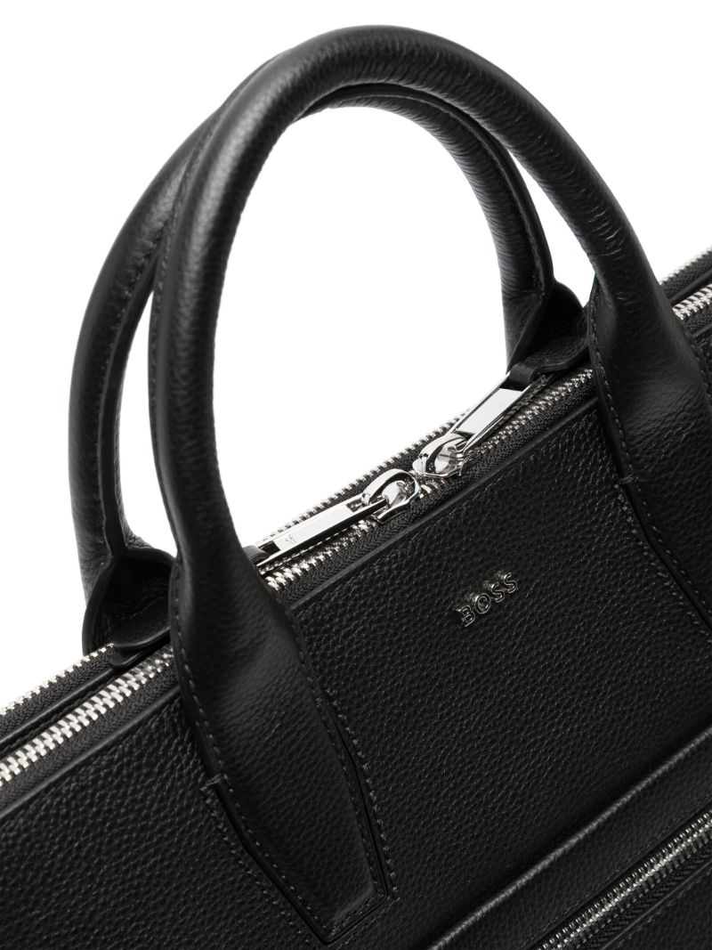 Black Logo-lettering Leather Briefcase
