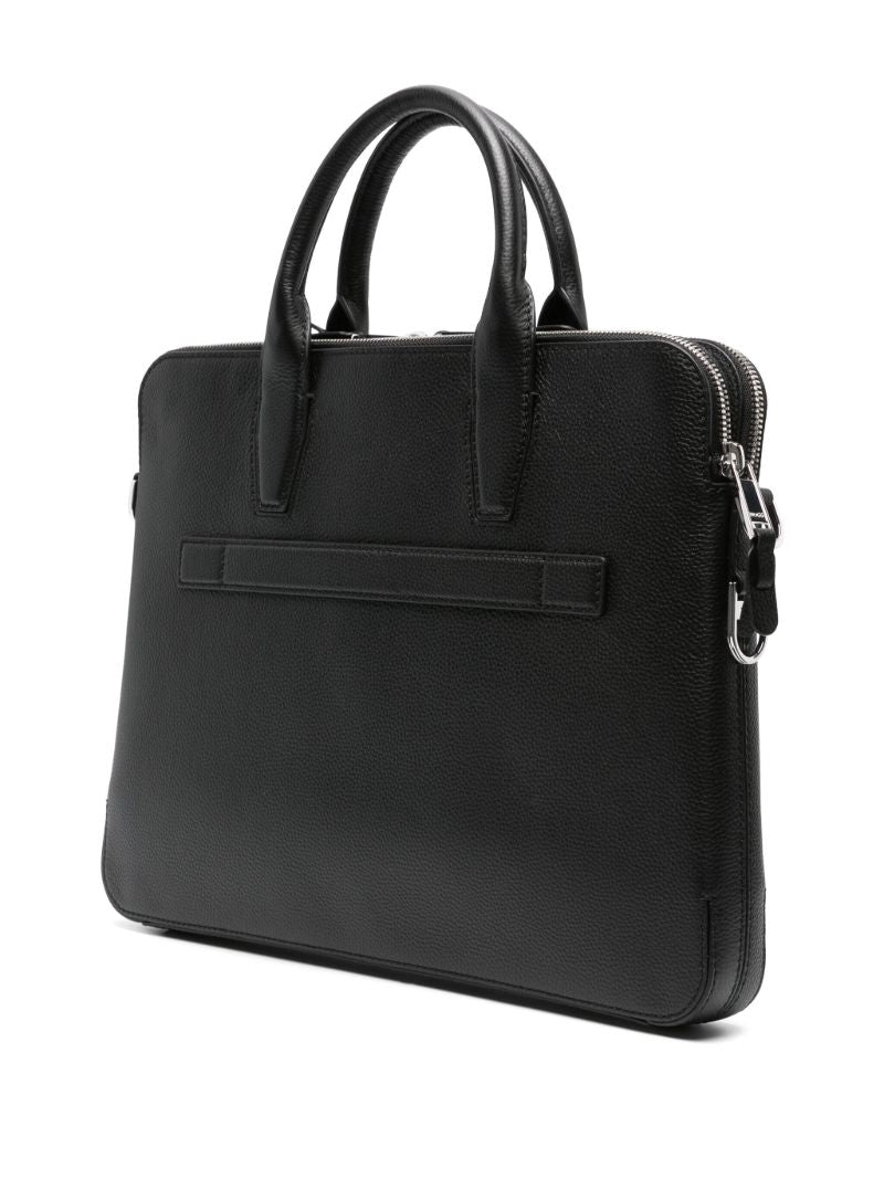 Black Logo-lettering Leather Briefcase