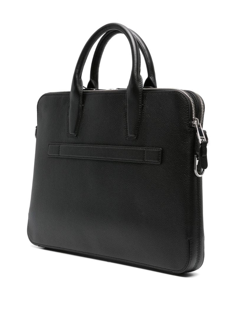 Black Logo-lettering Leather Briefcase