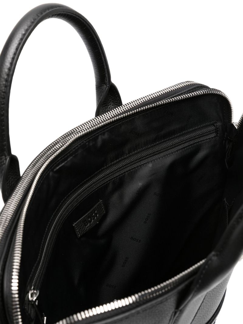 Black Logo-lettering Leather Briefcase