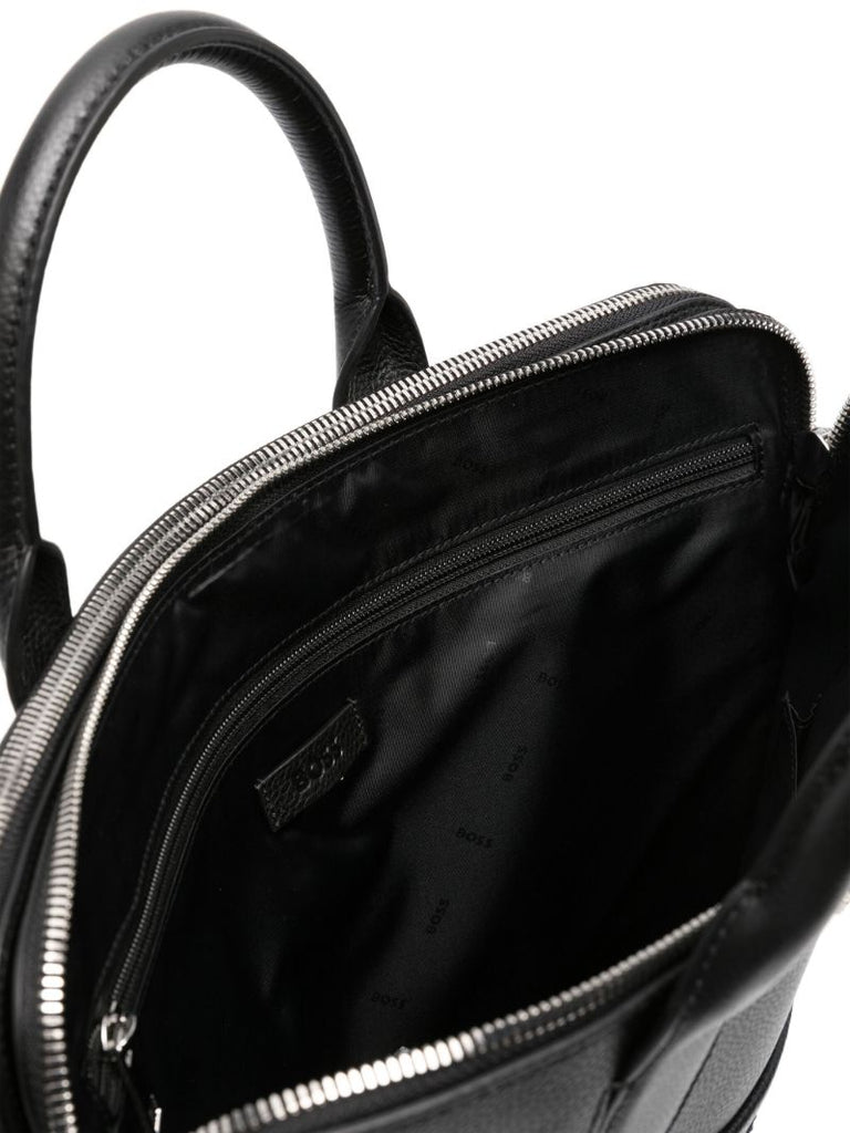 Black Logo-lettering Leather Briefcase