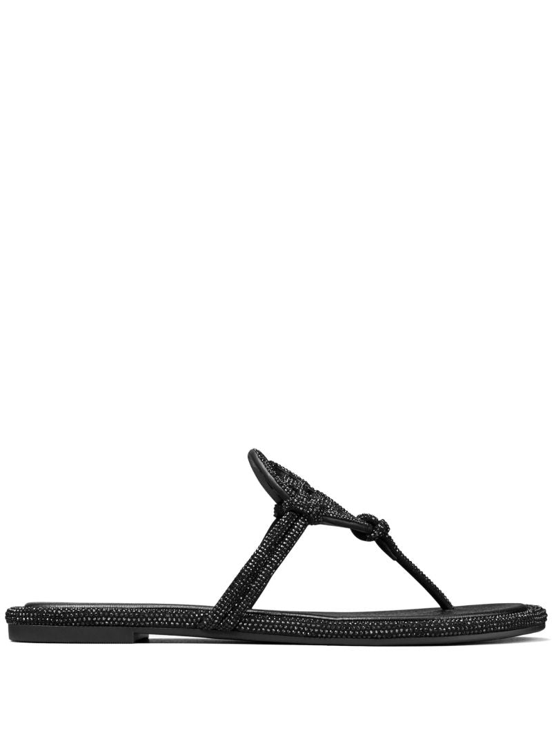 Black Miller Crystal-embellished Flip Flops