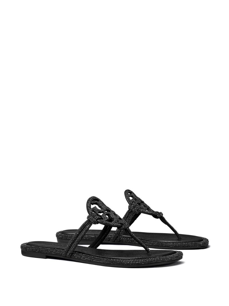 Black Miller Crystal-embellished Flip Flops