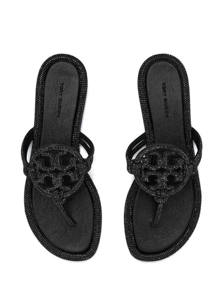 Black Miller Crystal-embellished Flip Flops