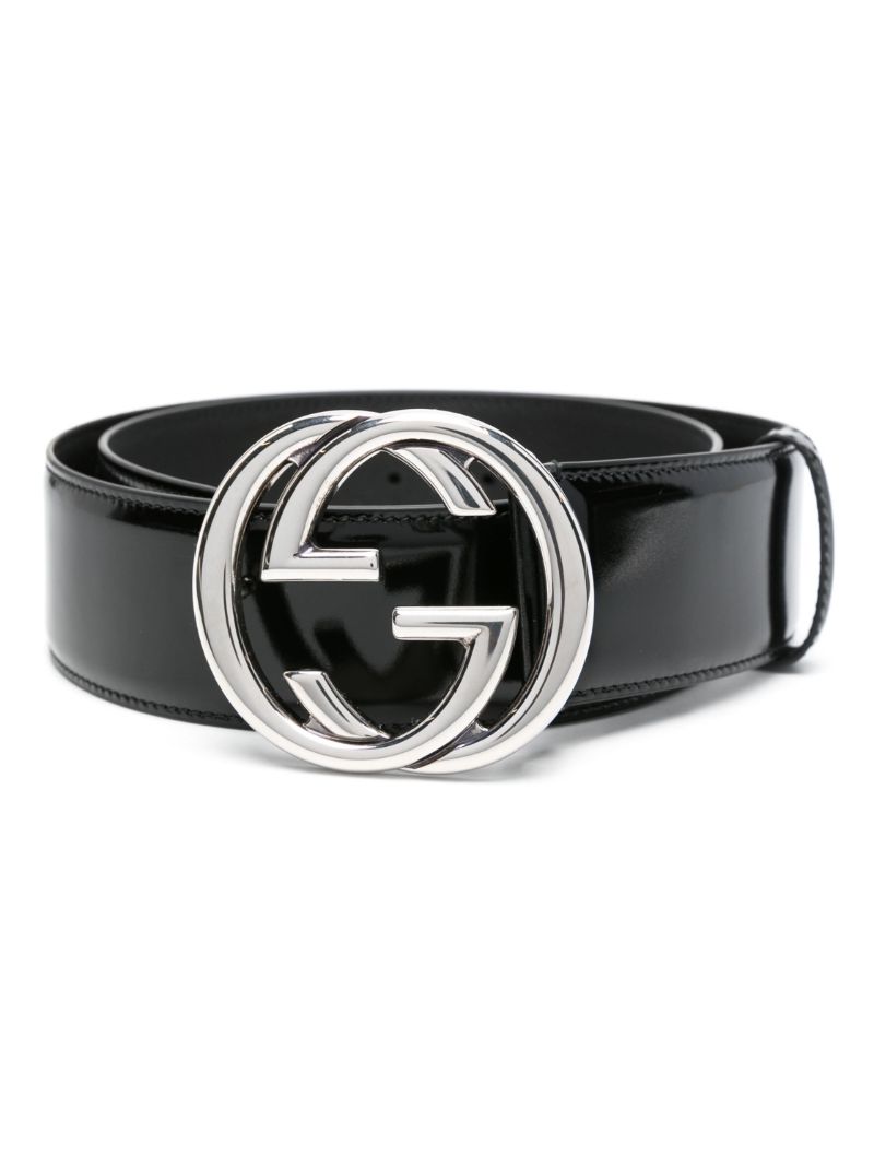Black Interlocking G Leather Belt