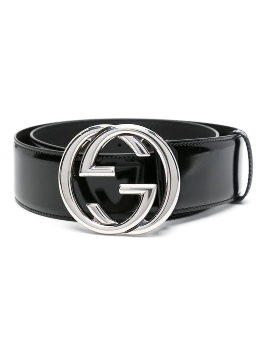Black Interlocking G Leather Belt