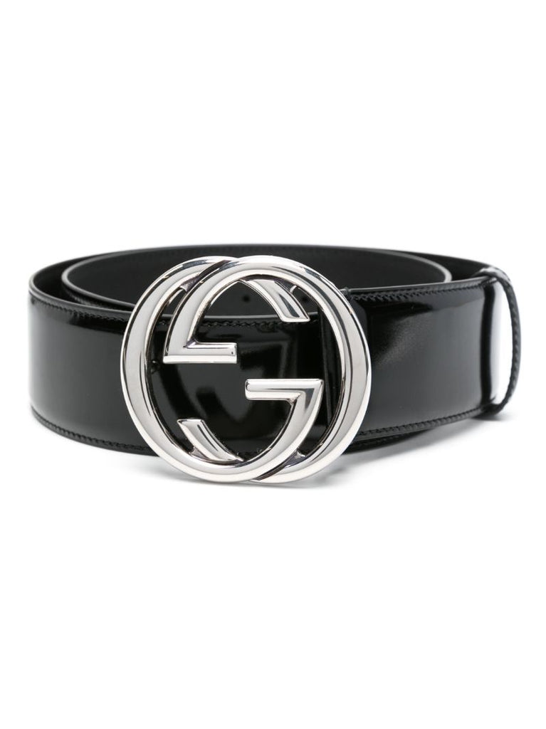 Black Interlocking G Leather Belt