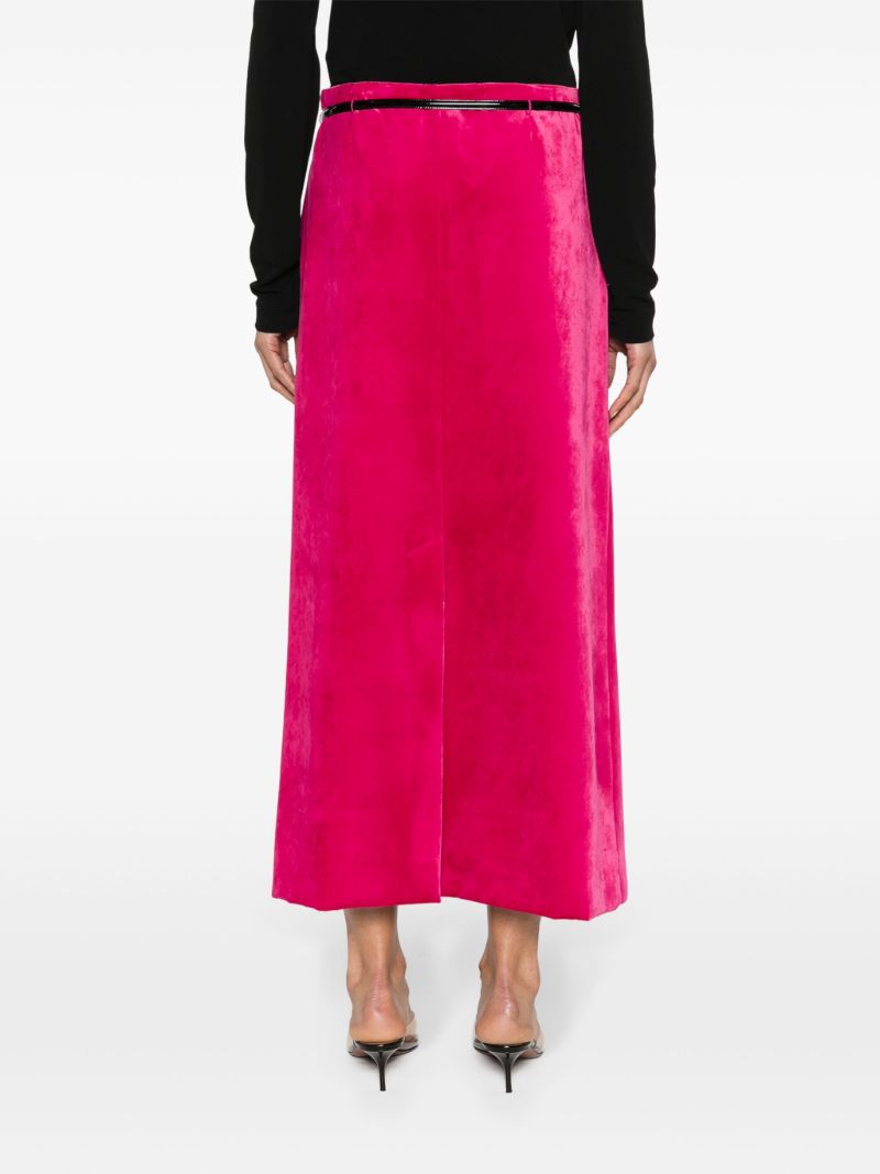 Pink Belted Velvet Skirt