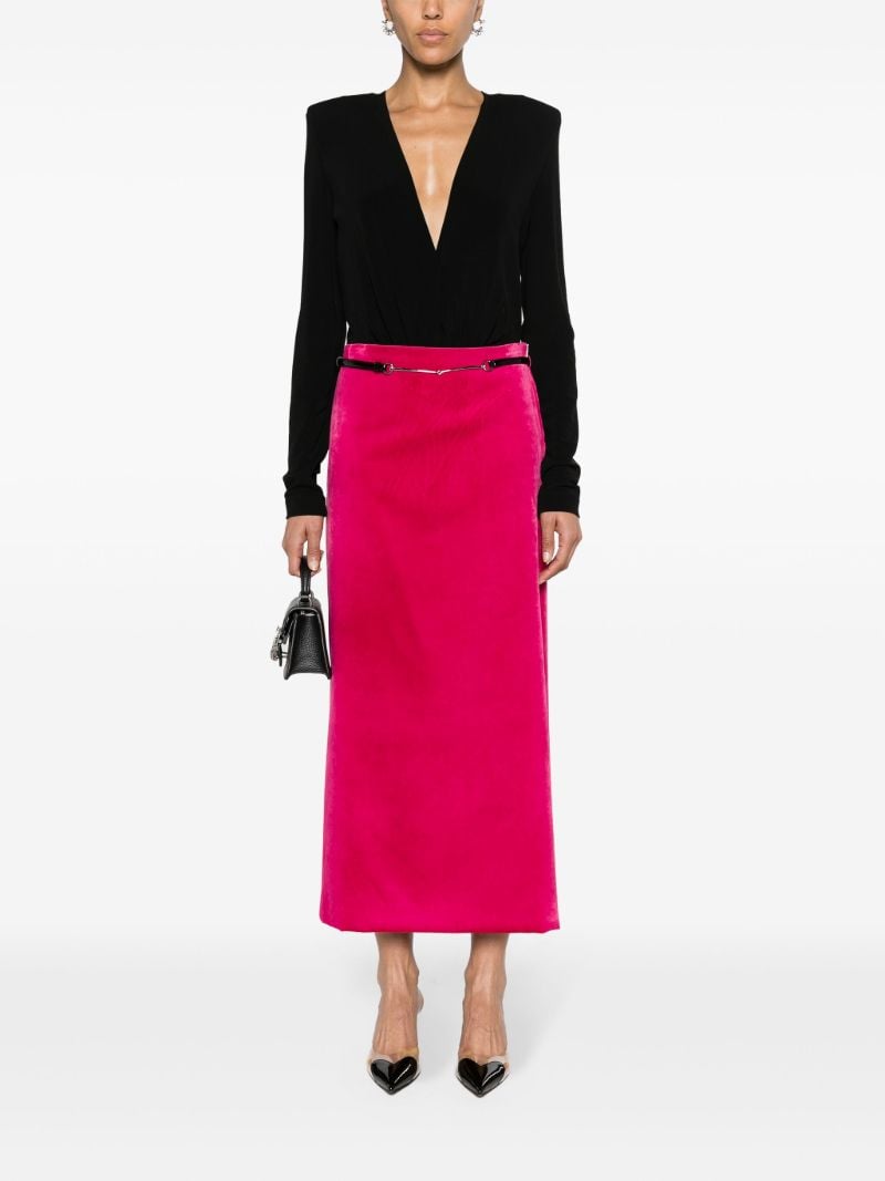 Pink Belted Velvet Skirt