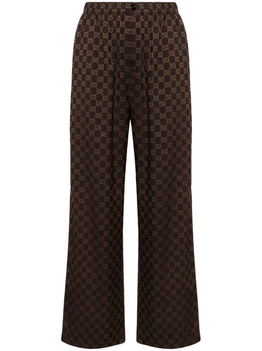 Brown Gg Wide-leg Trousers