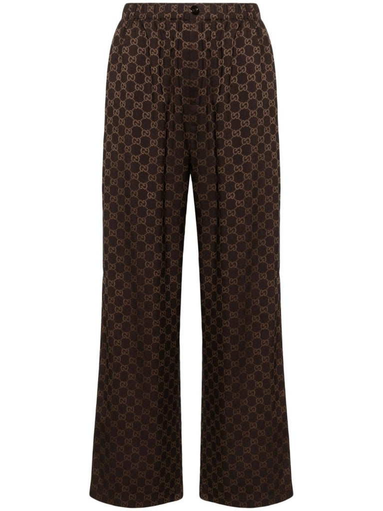Brown Gg Wide-leg Trousers