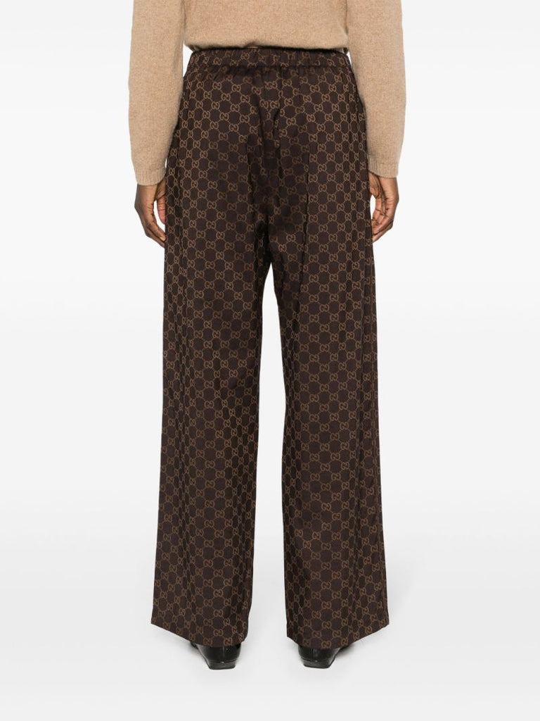 Brown Gg Wide-leg Trousers