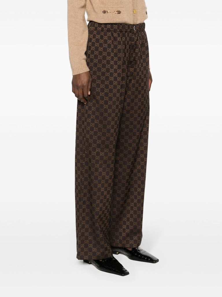 Brown Gg Wide-leg Trousers