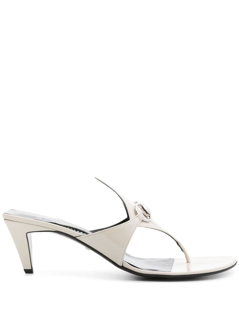 White 55 Horsebit Leather Sandals
