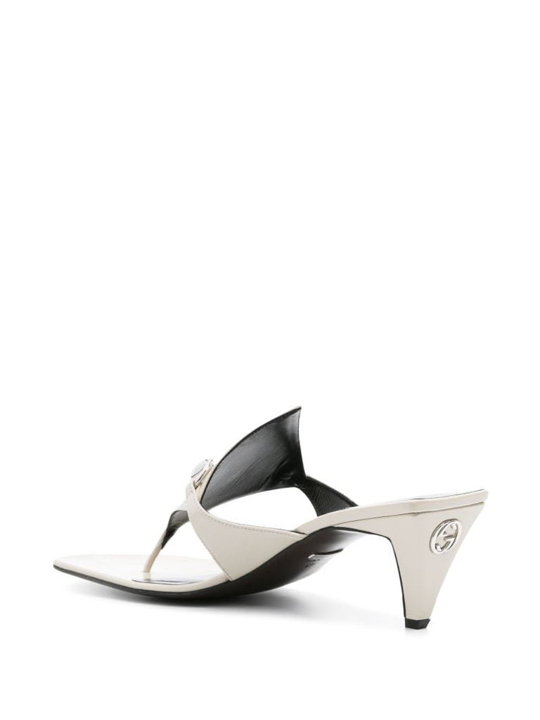 White 55 Horsebit Leather Sandals