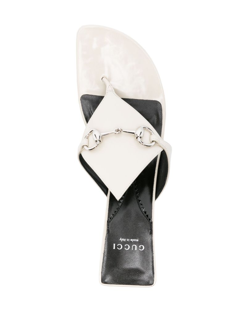 White 55 Horsebit Leather Sandals