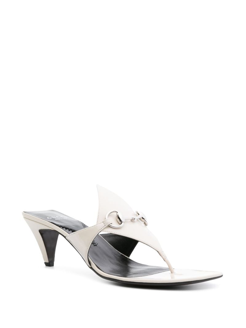 White 55 Horsebit Leather Sandals