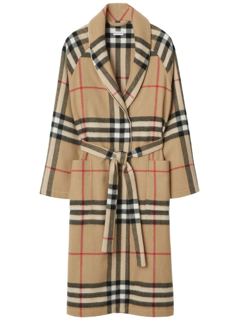 Neutral Vintage Check Bathrobe