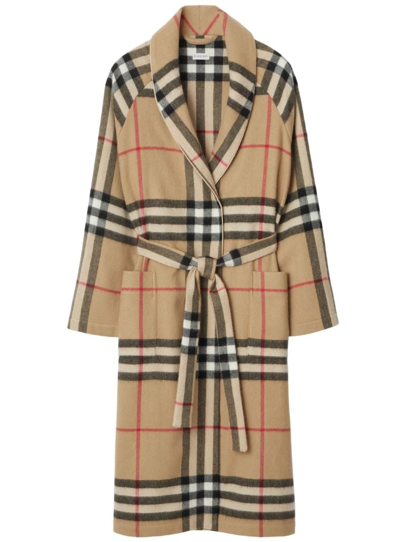 Neutral Vintage Check Bathrobe