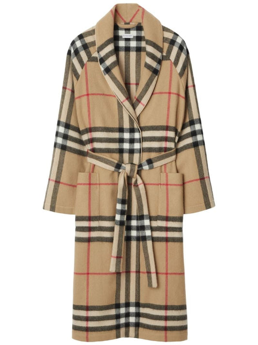 Neutral Vintage Check Bathrobe