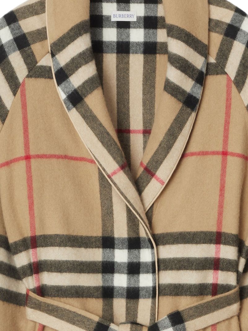 Neutral Vintage Check Bathrobe