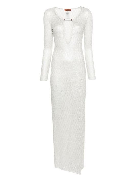 White Lace Lurex Beach Dress