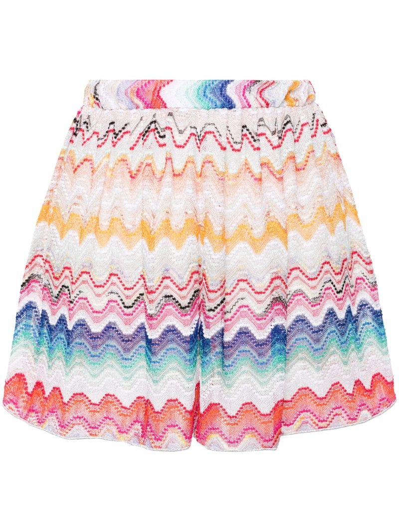 White Zigzag Woven Shorts
