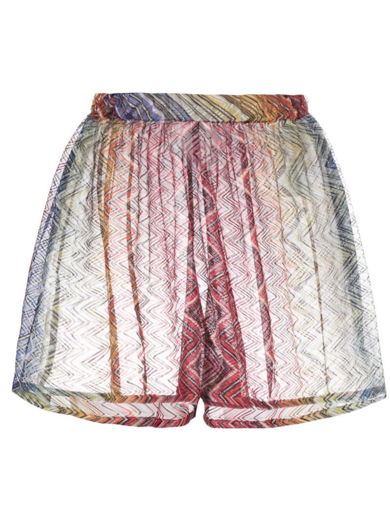Multicolour Zigzag Semi-sheer Shorts