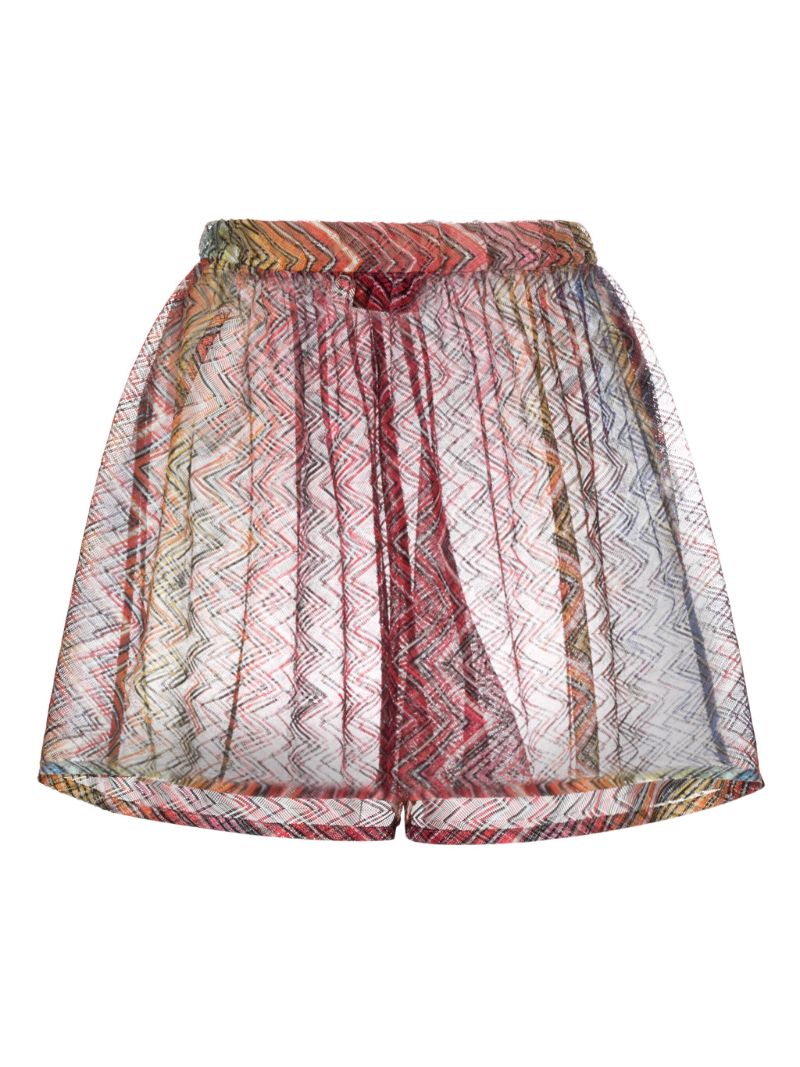 Multicolour Zigzag Semi-sheer Shorts