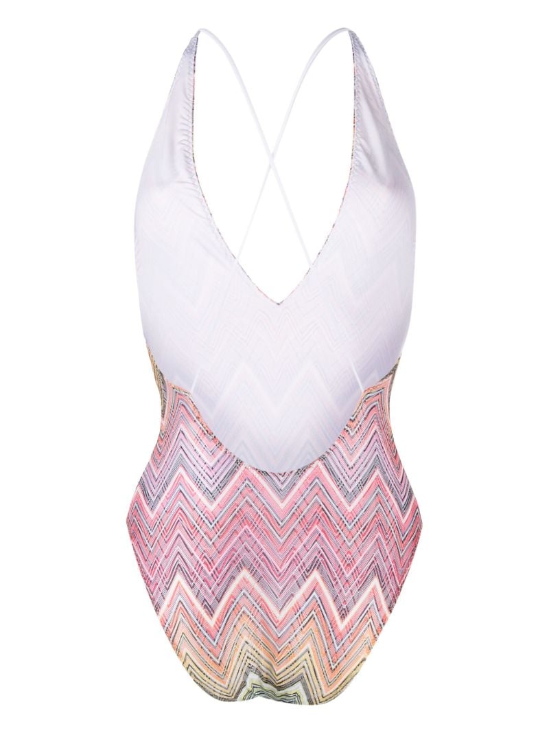 Multicolour Zigzag Open-back Swimsuit