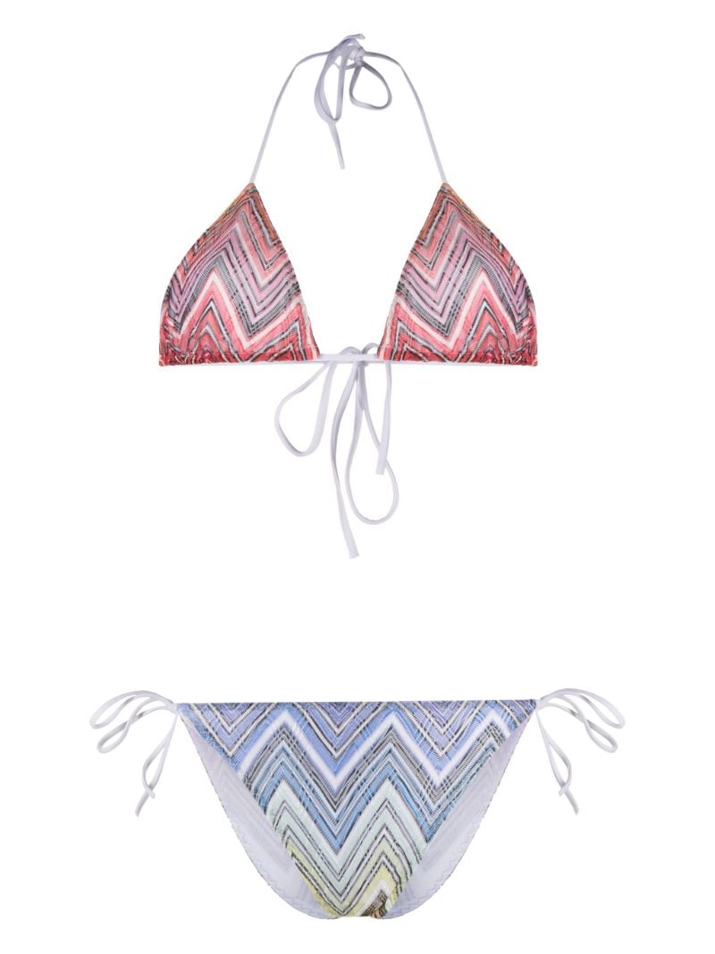 Multicolour Chevron-print Triangle-cup Bikini